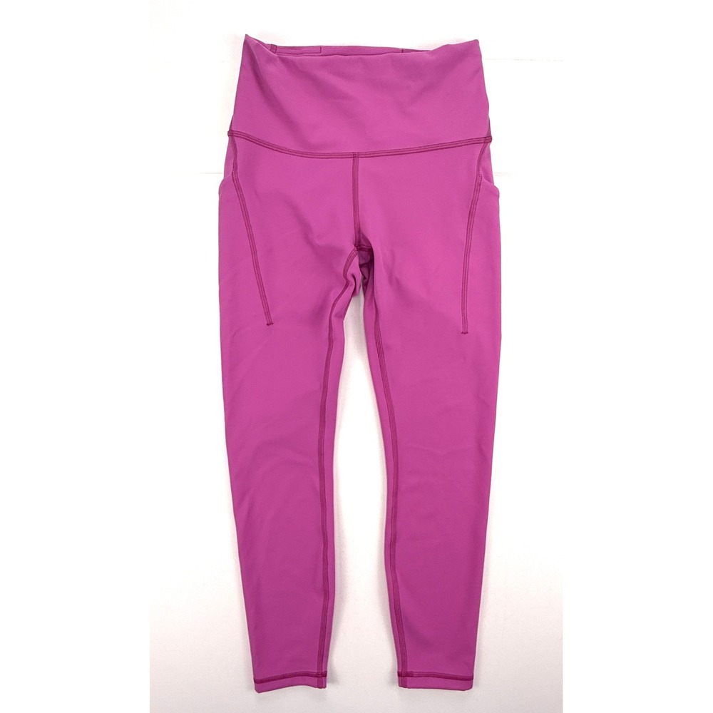 Lululemon Wunder Train High Rise Leggings Women's 6 w/Pockets Magenta Pink #1828